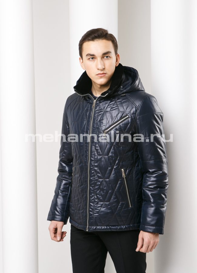 Зимняя куртка на молнии модель № KM-20 меха малина