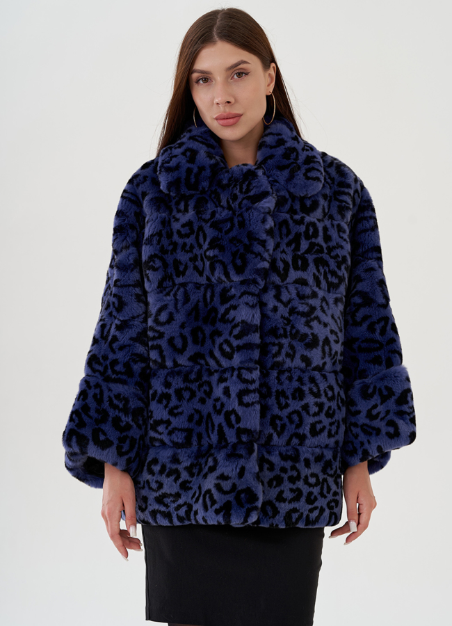 Укороченная шуба из кролика  модель № 81495 универмаг малина