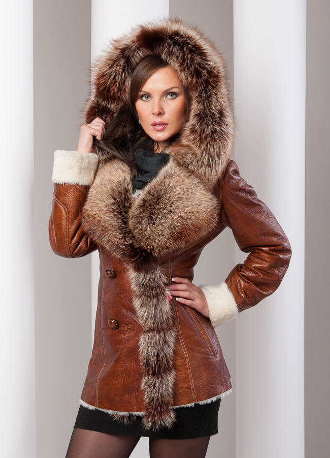 Дубленка модель № D-57 меха малина Дубленка модель № D-57 меха малина