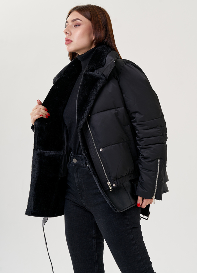 Дубленка из искусственного меха 2 в 1 модель № 79317 универмаг малина