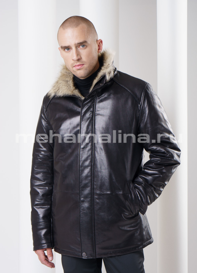 Дубленка на волке со съемным капюшоном модель № DM-83 универмаг малина