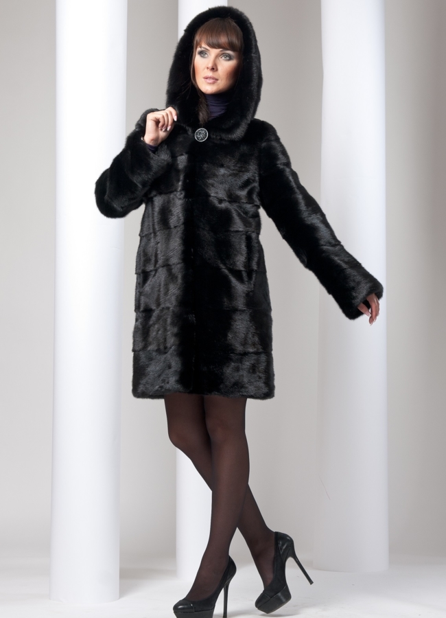 фото Шуба норковая с капюшоном модель № S-93