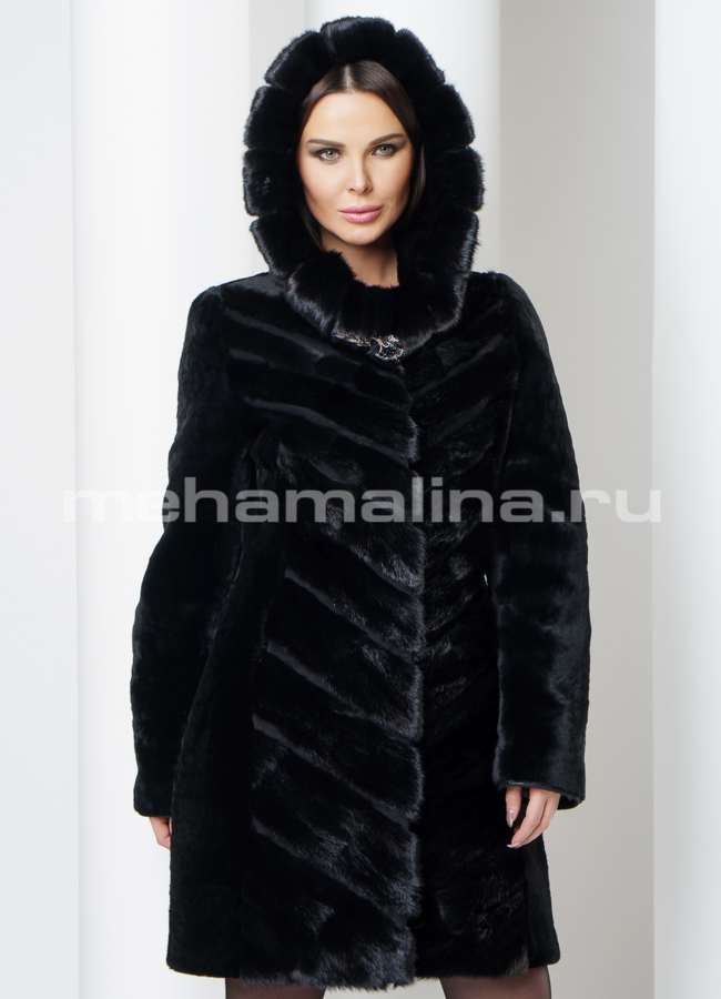 фото Шуба черного цвета модель № S-559/1
