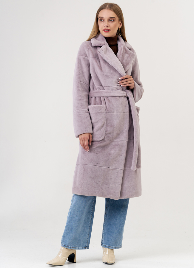 Пальто из эко меха под норку модель № 21128 универмаг малина