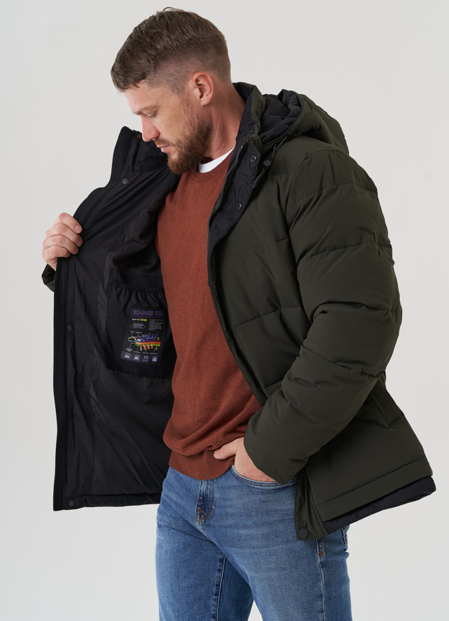 Мужской пуховик с капюшоном  модель № 81489 универмаг малина