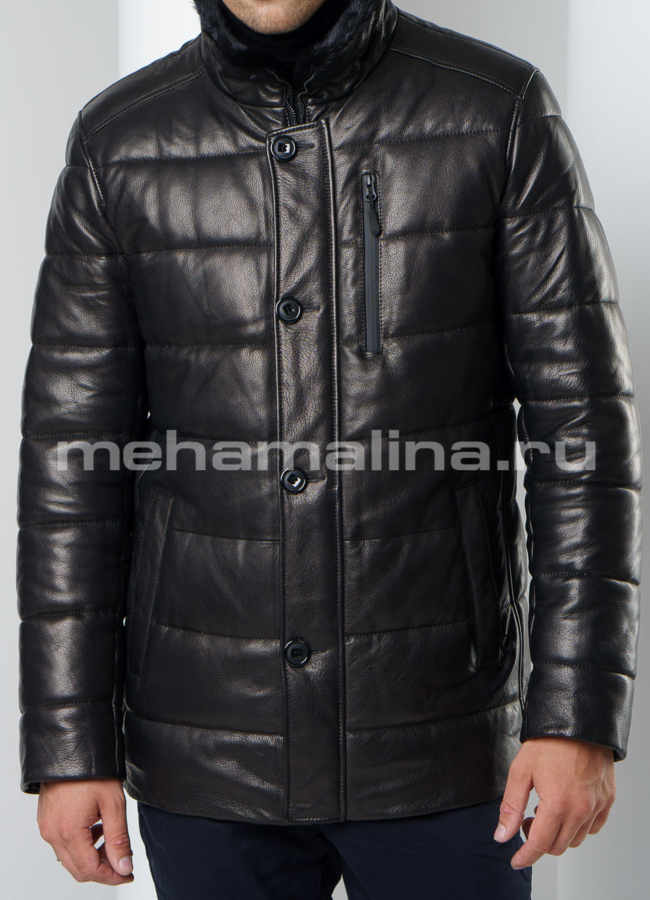 Пуховик модель № ПМ-84 меха малина