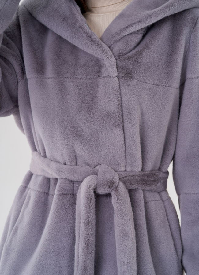 Женская куртка из эко меха в сером цвете модель № 23531 универмаг малина