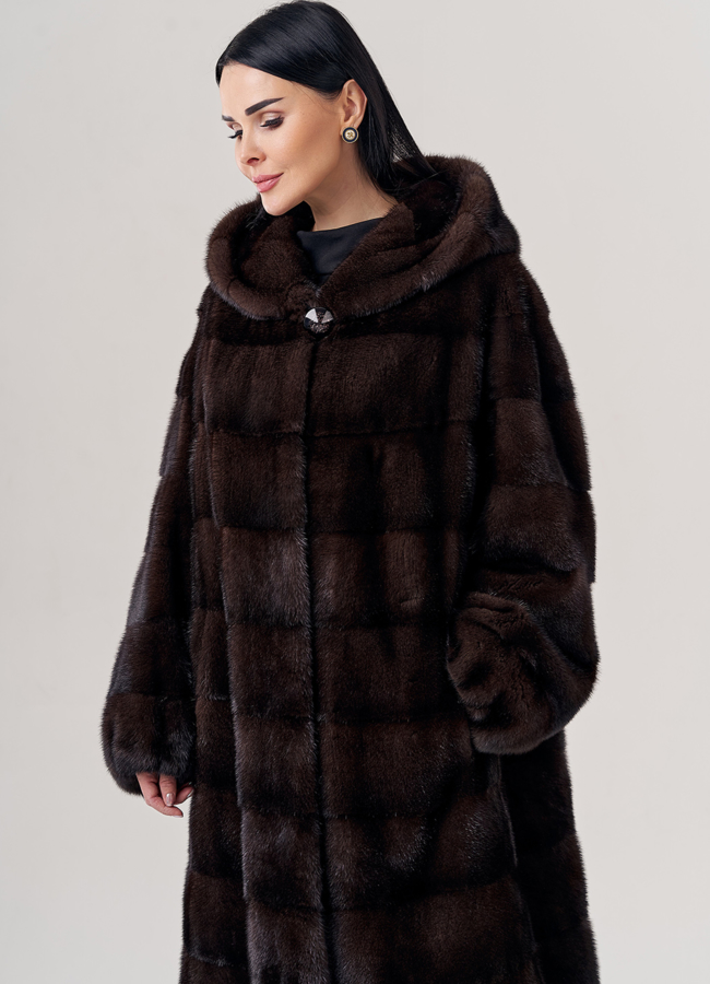 фото Длинная шуба из скандинавской норки модель № 67353