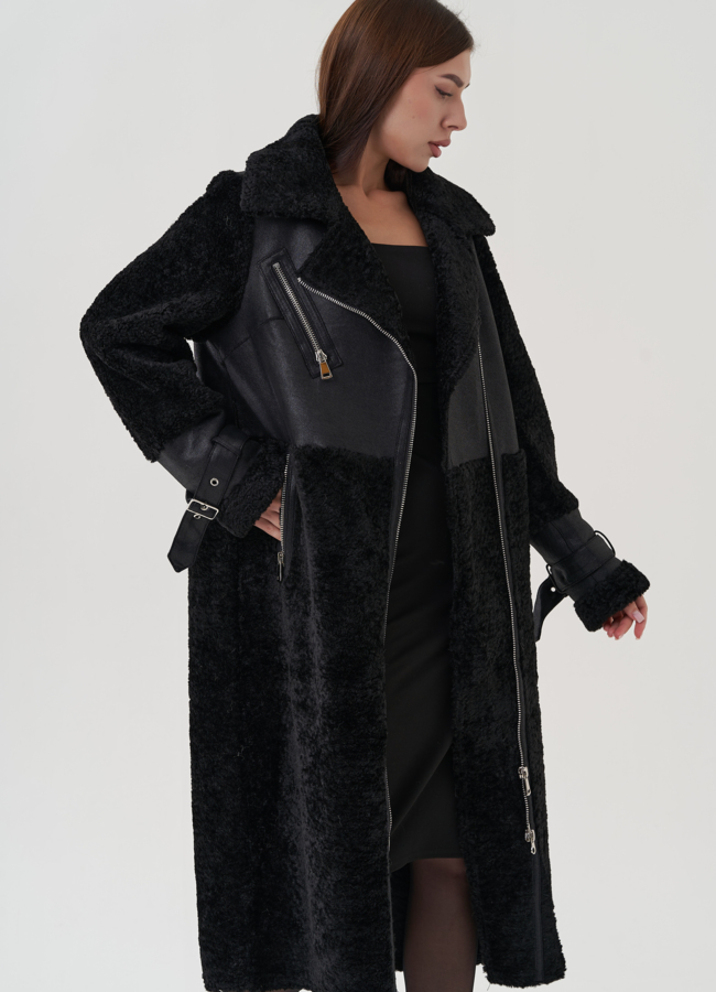 Дубленка удлиненная из эко замши модель № 25409 в рассрочку