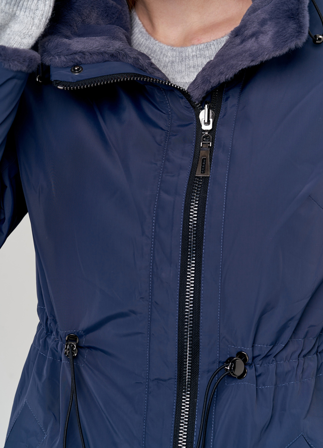 Двусторонняя эко шуба с капюшоном модель № 19009 универмаг малина