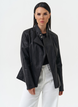 Куртка женская из эко кожи черного цвета