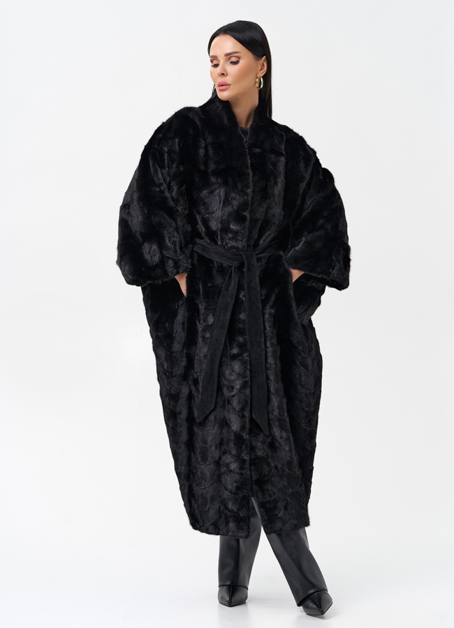 Длинная шуба из норки модель № 29064 универмаг малина