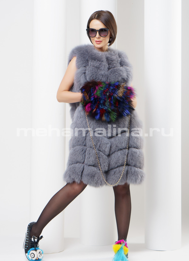 Меховой жилет из песца модель № M-110 универмаг малина