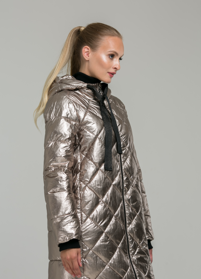 Стеганный пуховик ODRI модель № П-243 меха малина