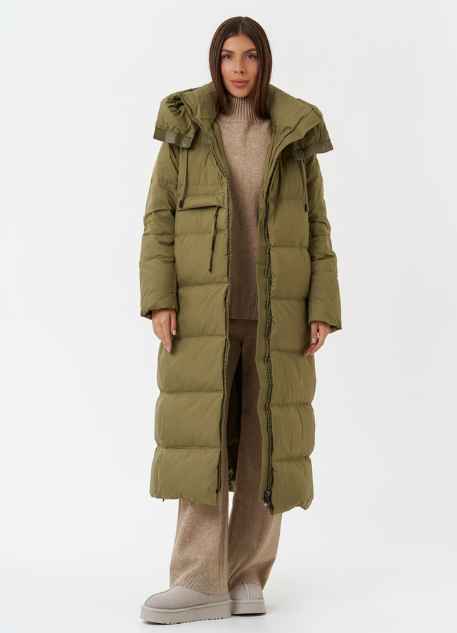 Женский пуховик с капюшоном модель № 28499 универмаг малина