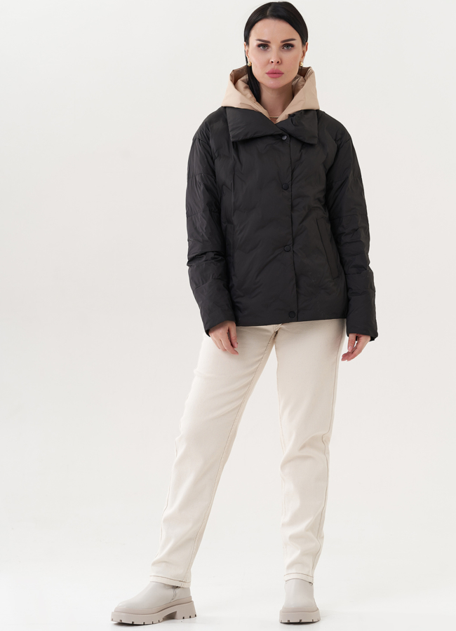 Легкая куртка с капюшоном модель № 26740 меха малина