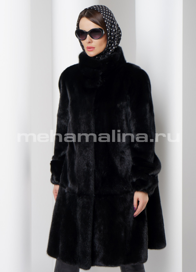 Шуба из скандинавской норки в цвете графит модель № S-519 универмаг малина