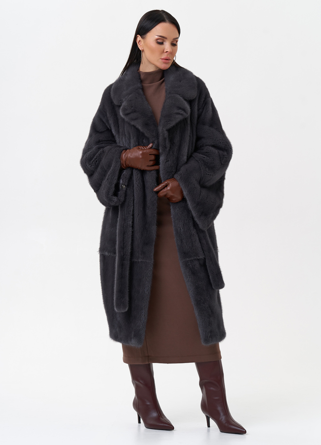 Норковая шуба с английским воротником  модель № 29166 универмаг малина