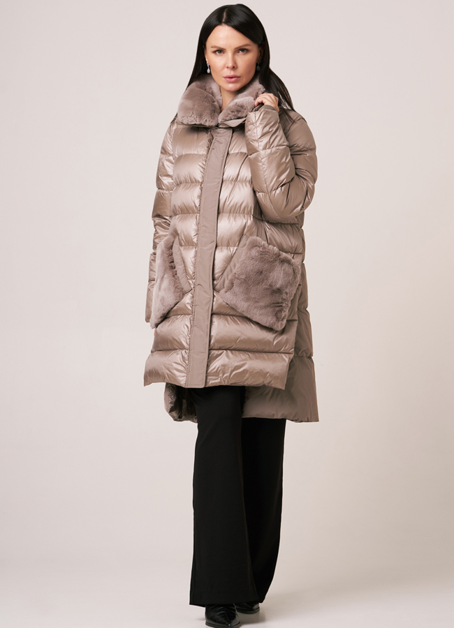 фото Пуховик DiegoM с меховыми карманами на молнии модель № Diego-M 758