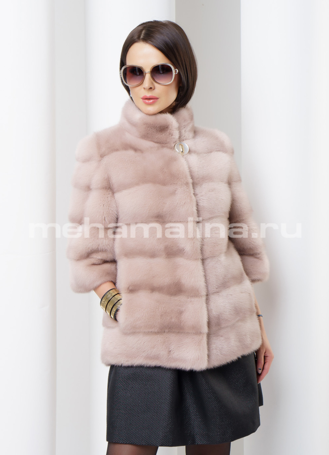 фото Светлая шуба из норки модель № S-450