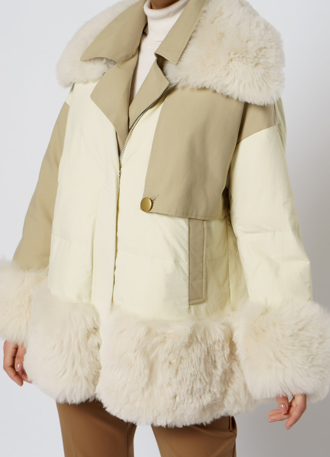 Светлая куртка с мехом  модель № 20-112 в рассрочку