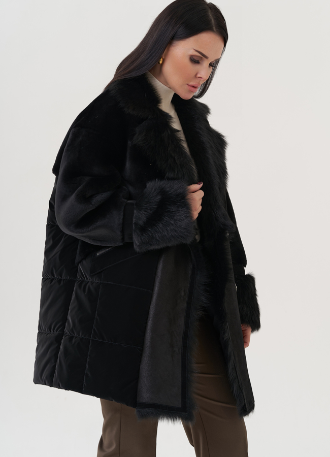 Женский пуховик с отделкой из тосканы  модель № 25910 универмаг малина