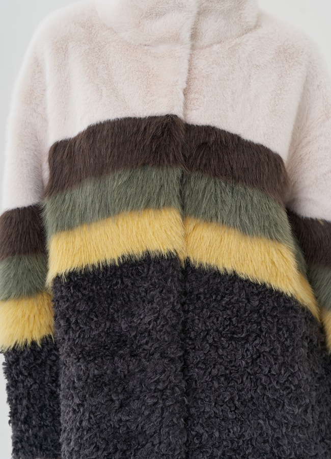 Удлиненное женское пальто из эко меха модель № 25682 универмаг малина