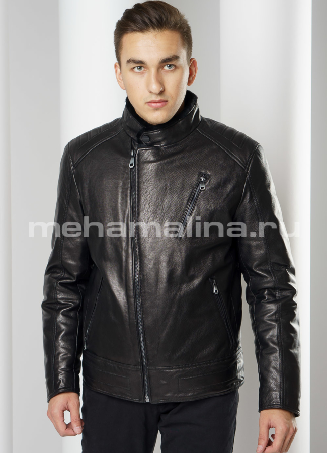 фото Кожаный пуховик модель № ПМ-101