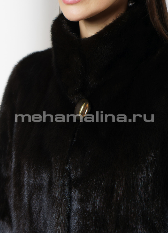 Норковая шуба с воротником стойка модель № S-739 универмаг малина