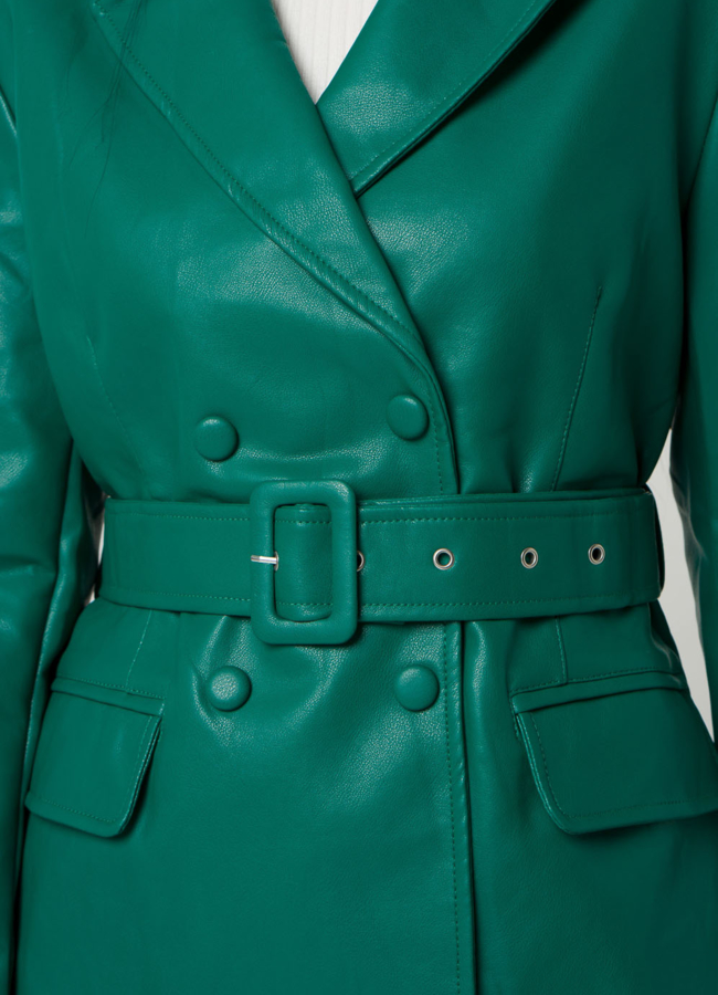 Женский пиджак из эко кожи зеленого цвета модель № 22410 универмаг малина