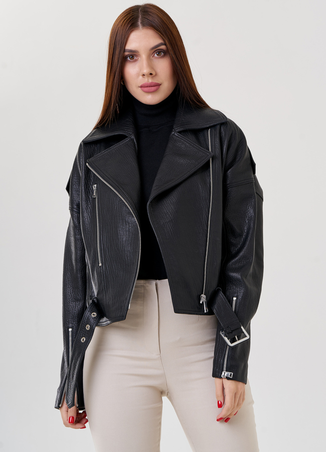 фото Косуха из натуральной кожи с принтом модель № 79082