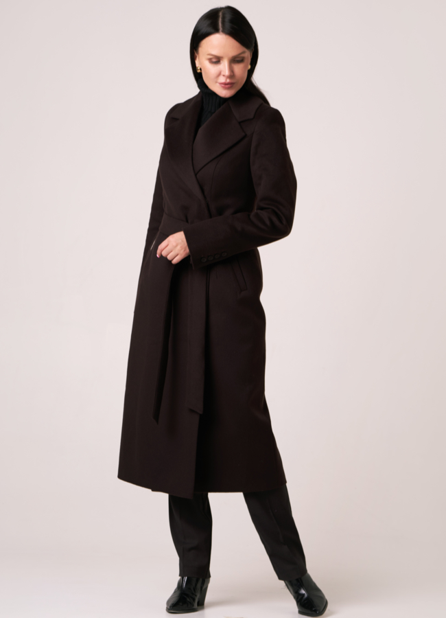 Длинное пальто с английским воротником модель № 070 в рассрочку