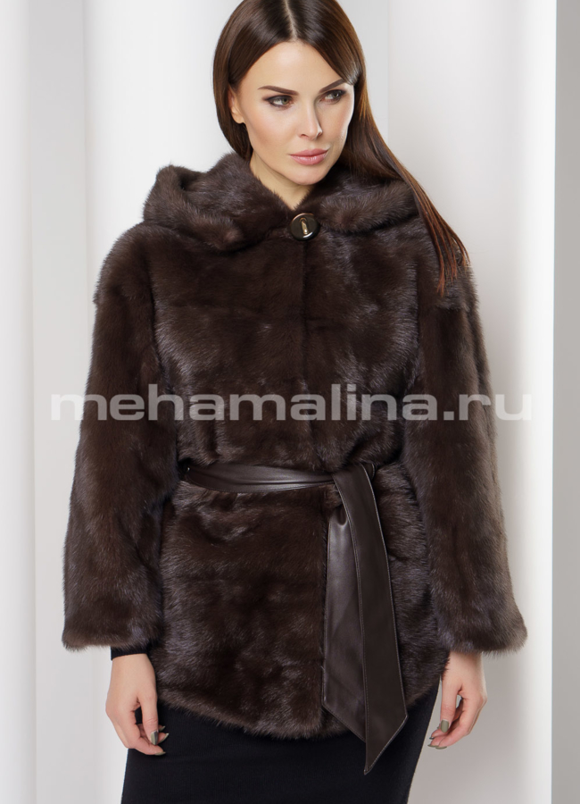 Шуба из норки модель № S-660 меха малина