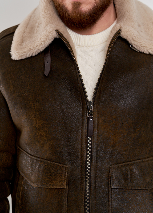 Куртка - пилот из овчины модель № DM-502 универмаг малина