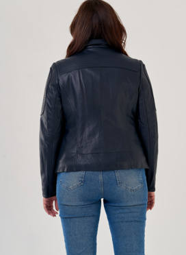 Куртка косуха из натуральной кожи в синем цвете Куртка косуха из натуральной кожи в синем цвете