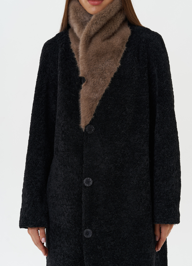 Двухсторонняя дубленка из эко кожи модель № 27781 универмаг малина