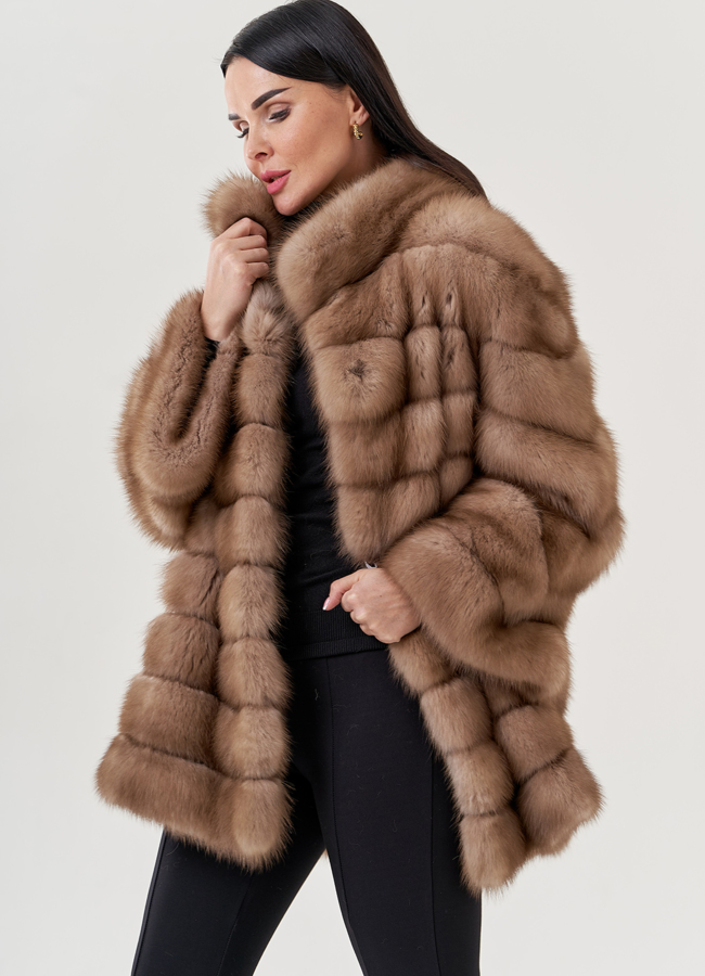 Короткая шуба из куницы в цвете тор-тор модель № 77589 универмаг малина