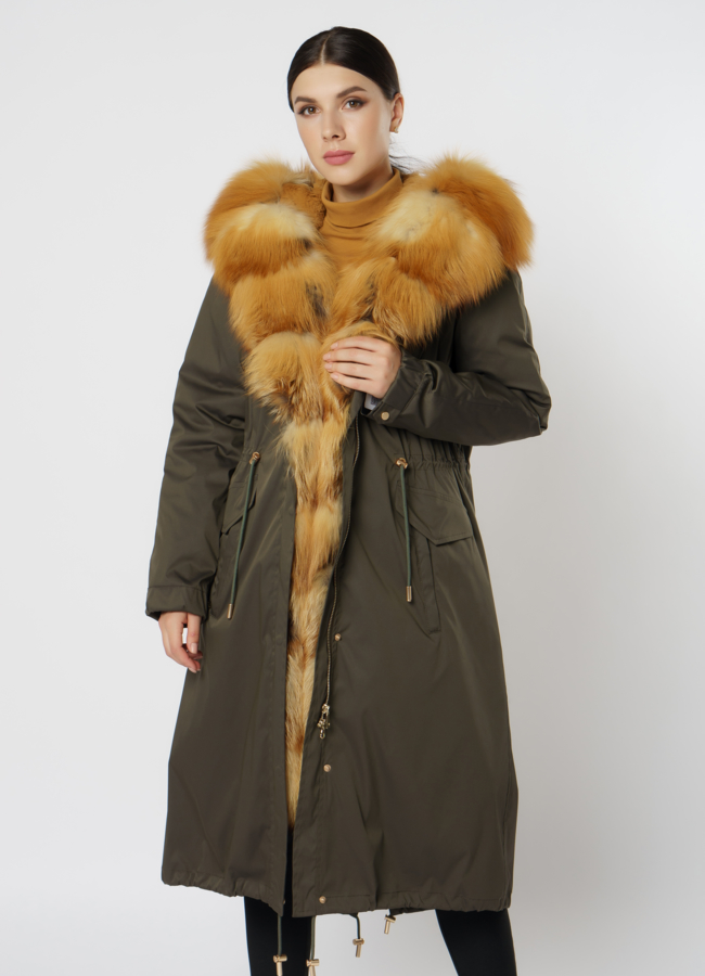 фото Парка в цвете хаки, отделка лиса модель № 12262