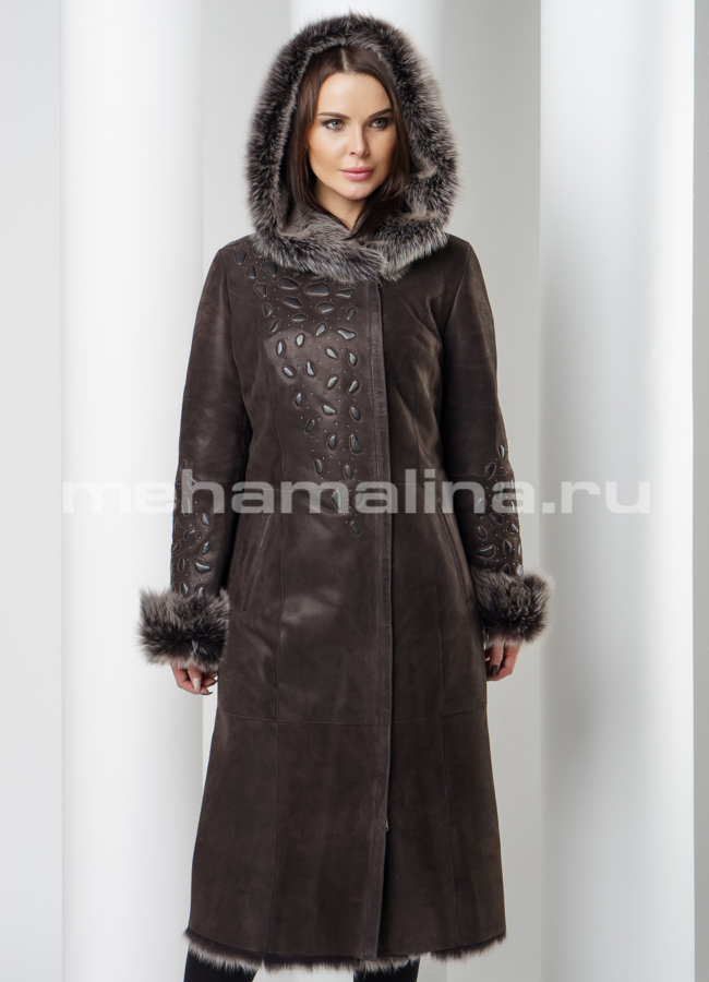 Дубленка OKSA модель № 6569 меха малина
