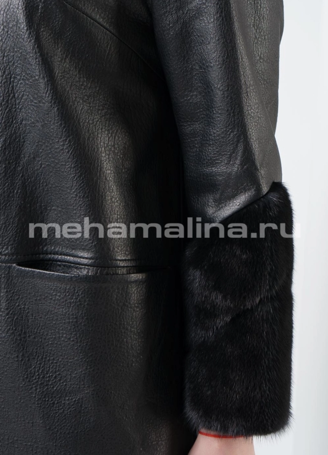 Плащ с отделкой из норки модель № K-434 универмаг малина