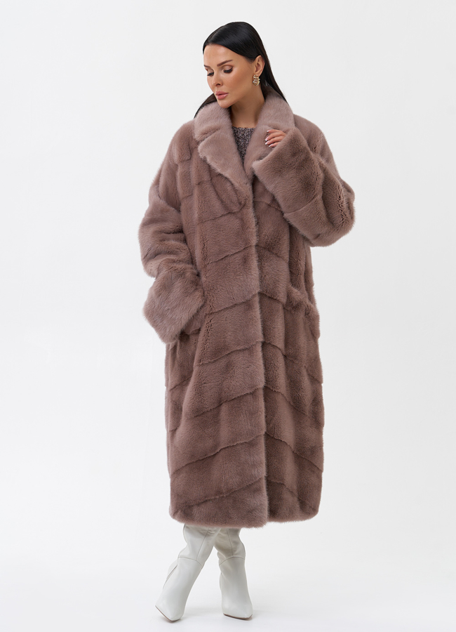 Норковая шуба пудрового цвета модель № 29256 универмаг малина