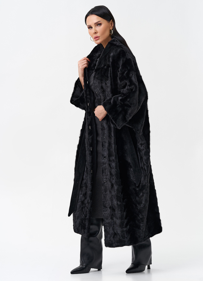 Длинная шуба из норки модель № 29064 в рассрочку