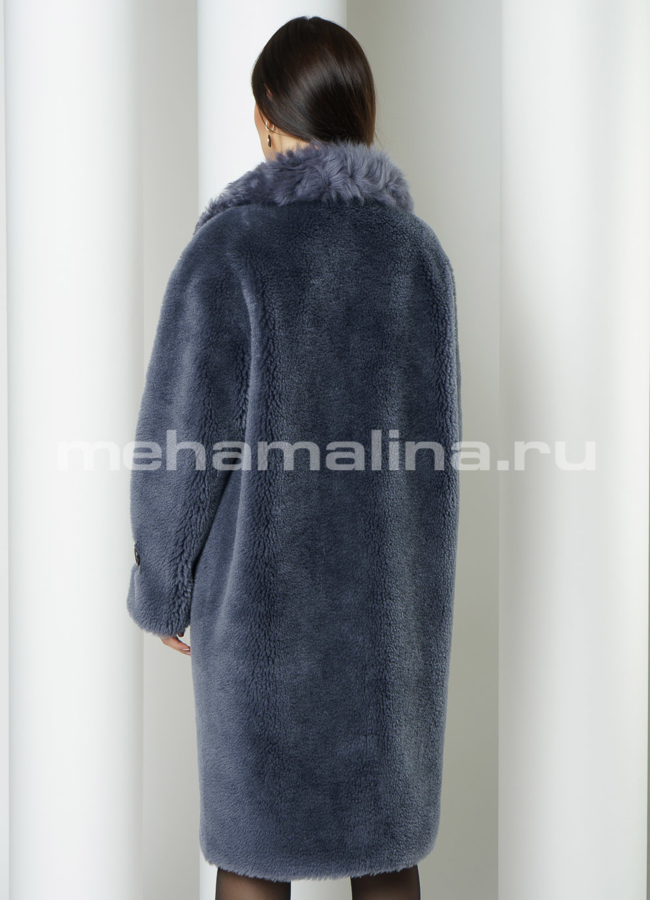Шуба на пуговицах с английским воротником  модель № 61156 в кредит