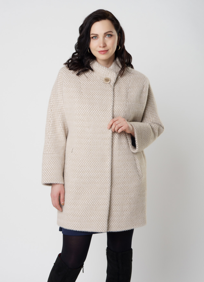 фото Полупальто женское бежевого цвета модель № 20481