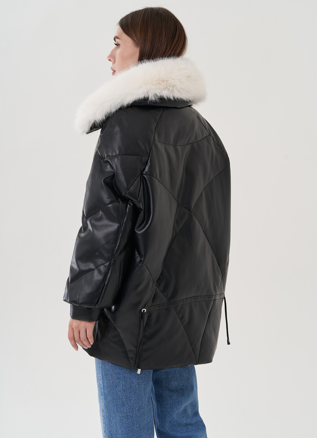 Куртка из эко кожи с воротником из искусственного меха модель № 25468 универмаг малина