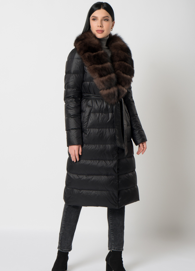 Пуховик с английским воротником из песца модель № 2191 универмаг малина