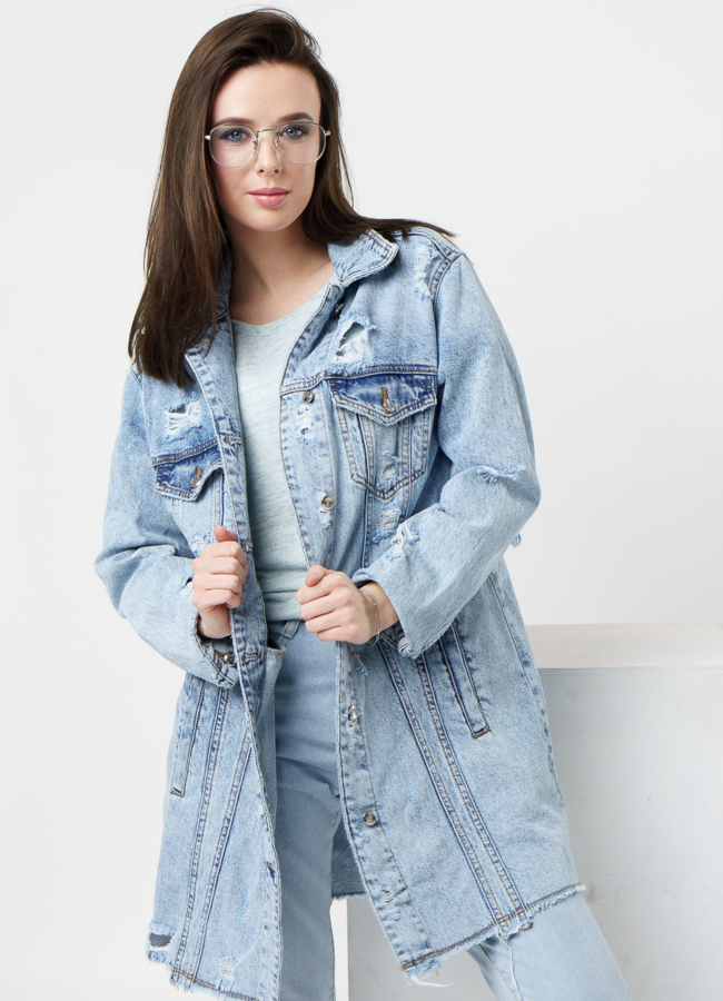 Куртка джинсовая  модель № 351 меха малина