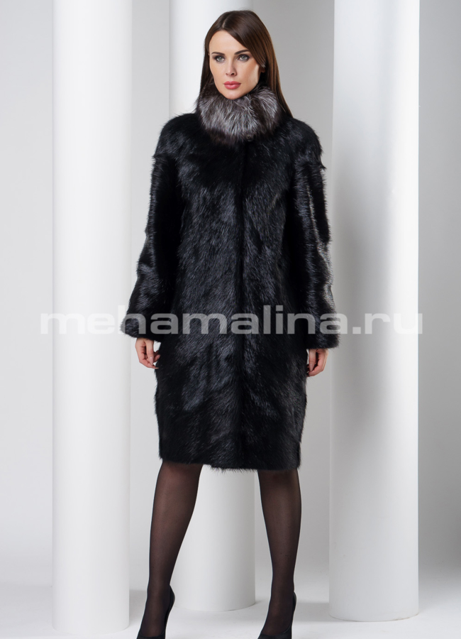 Шуба черного цвета модель № S-546 в рассрочку
