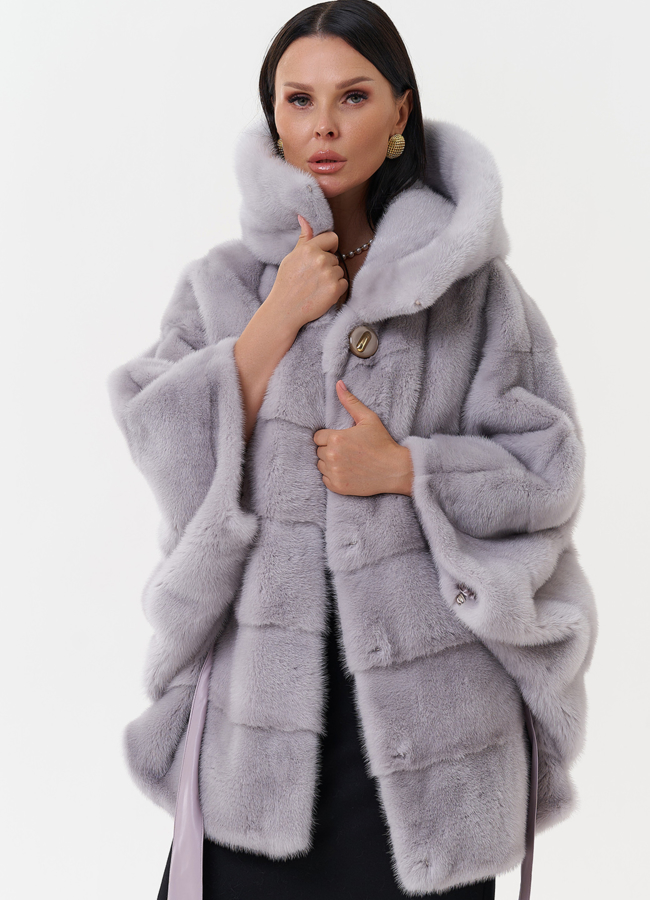 Шуба из меха норки с капюшоном модель № 27648 универмаг малина