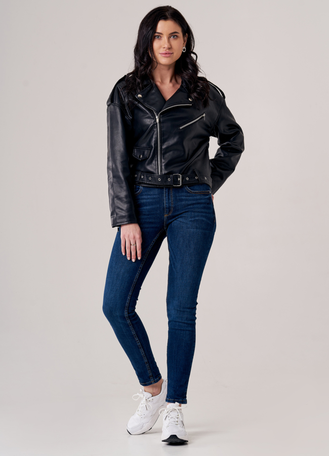 Куртка из эко кожи черного цвета модель № 2122 в кредит